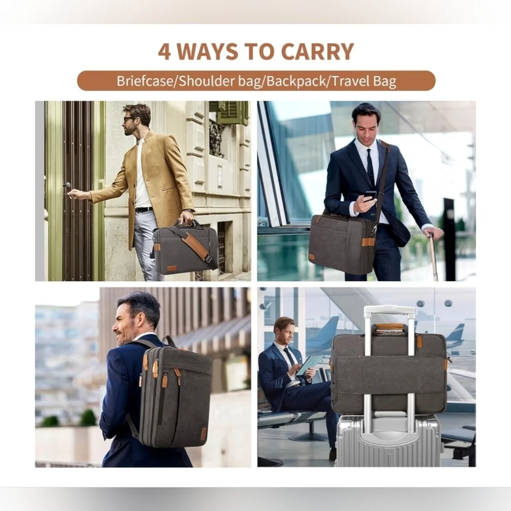 Gray Canvas Messenger Bag And Backpack with Tan Accents - Estarer